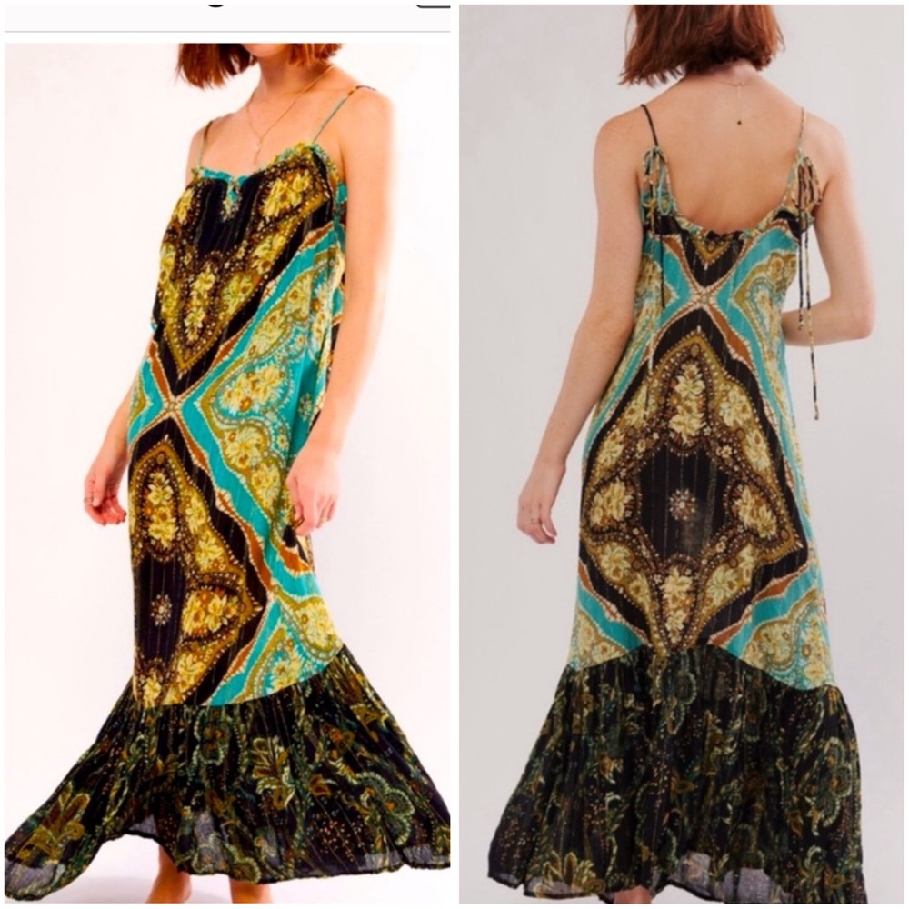 Free people mojave Mermaid metallic maxi dress size XS/S oversized NWOT